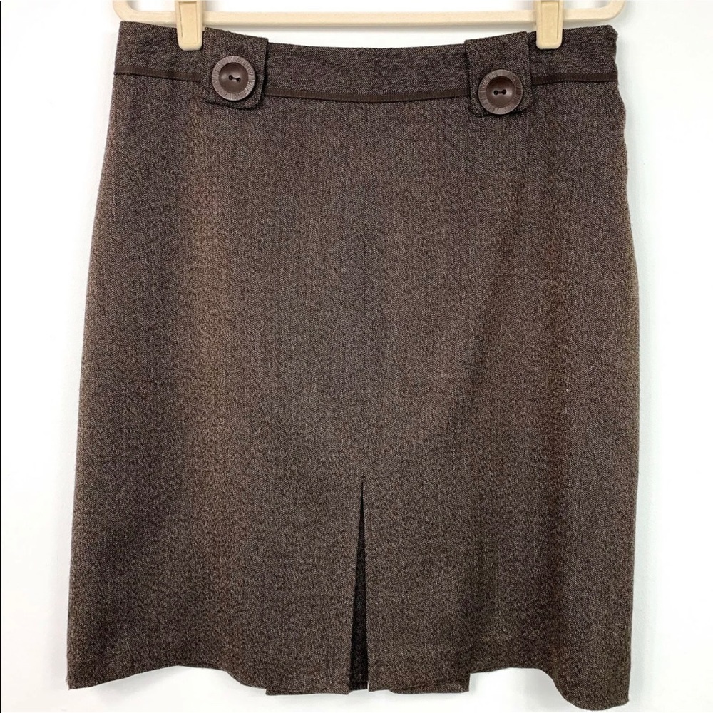 Anthropologie Brown Woven Rayon Flounce Skirt 6